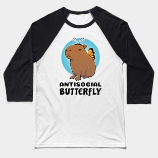 Antisocial Butterfly Capybara Baseball T-Shirt